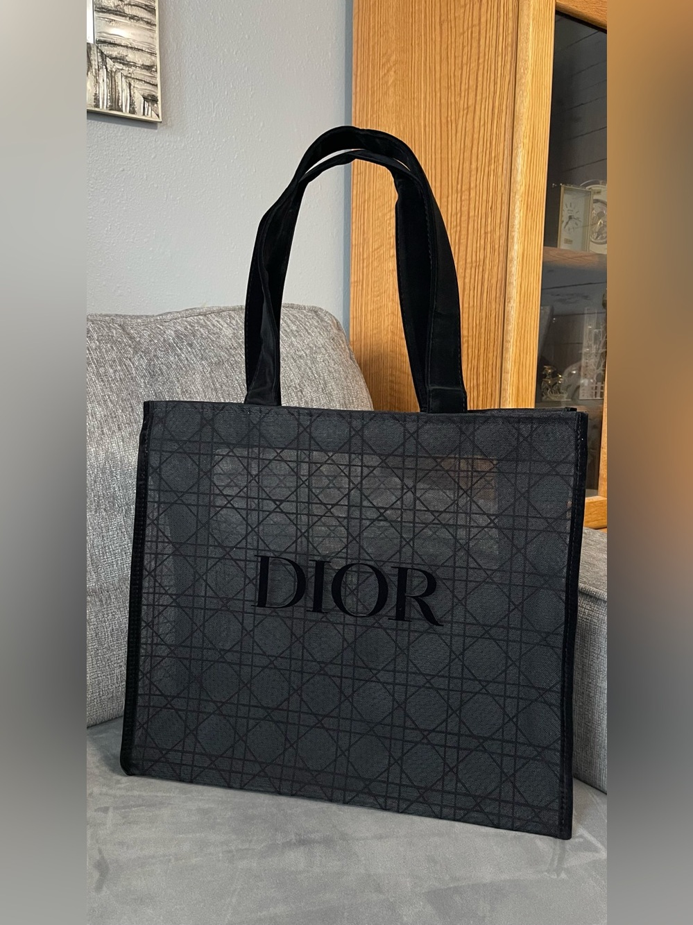 Dior GWP Black Mesh Logo Tote Bag